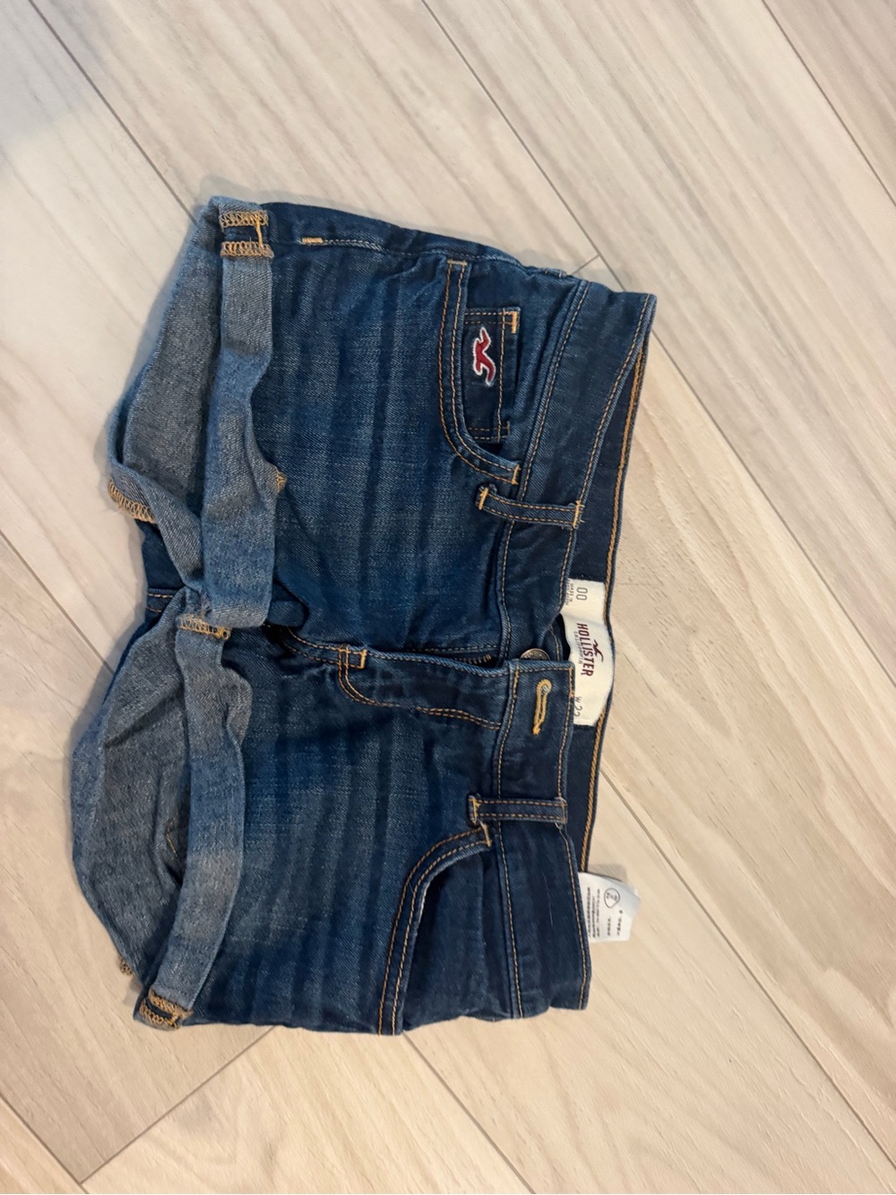 Hollister Blue Denim Rolled Hem Shorts